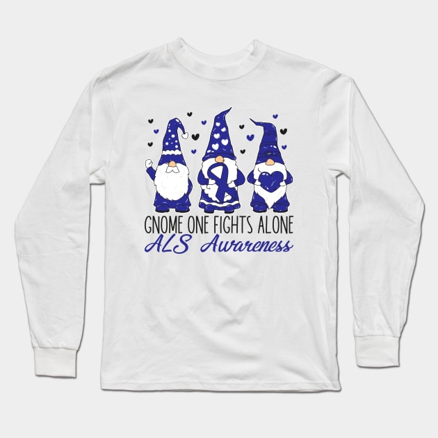 ALS Awareness Gnome One Fıghts Alone Long Sleeve T-Shirt by mcoshop